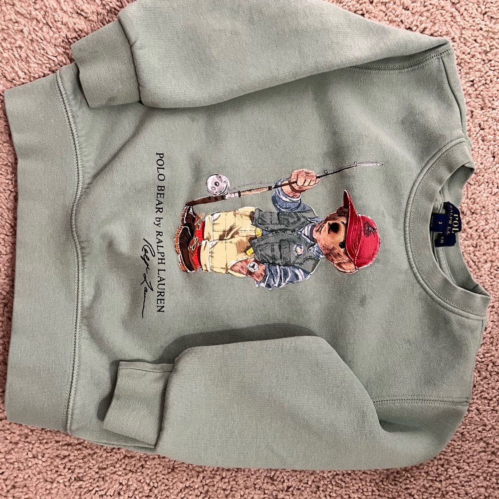 Ralph Lauren Green Sweatshirt with Fishing Bear